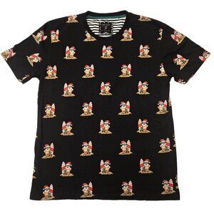 Men's "Surfing Santa" Black Christmas T-shirt. Sz. Large. NWOT